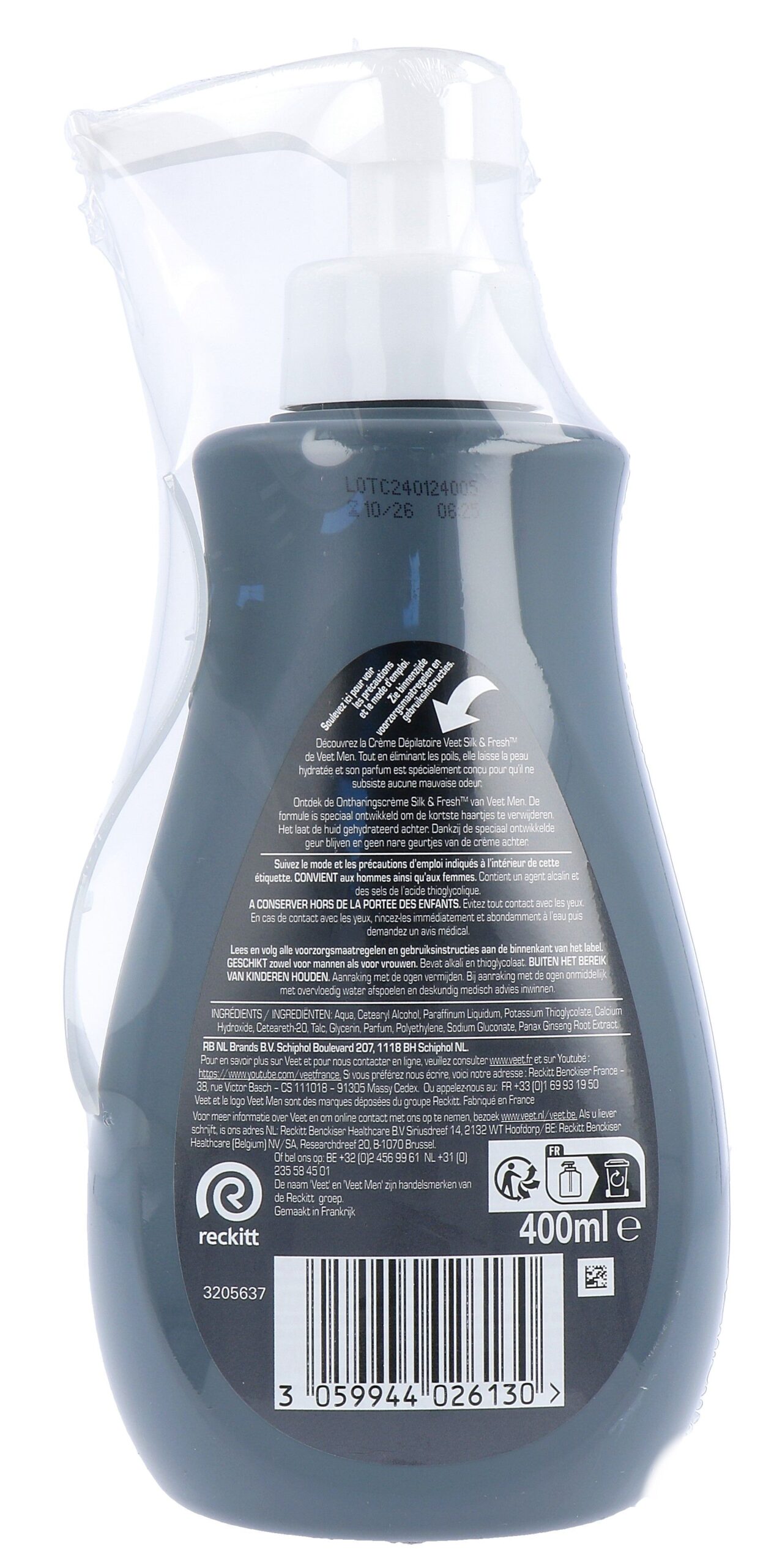 Veet Men Ontharingscrème Pomp (400 ml)