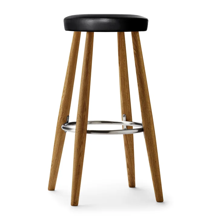 Carl Hansen - CH58 Barhocker H 68 cm, Eiche schwarz / Leder schwarz (Loke 7150)