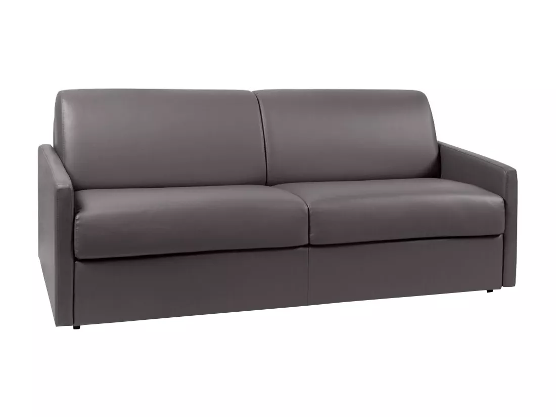 Canapé 4 places convertible express en simili gris - Couchage à lattes larges 160 cm - Matelas 18 cm CALIFE