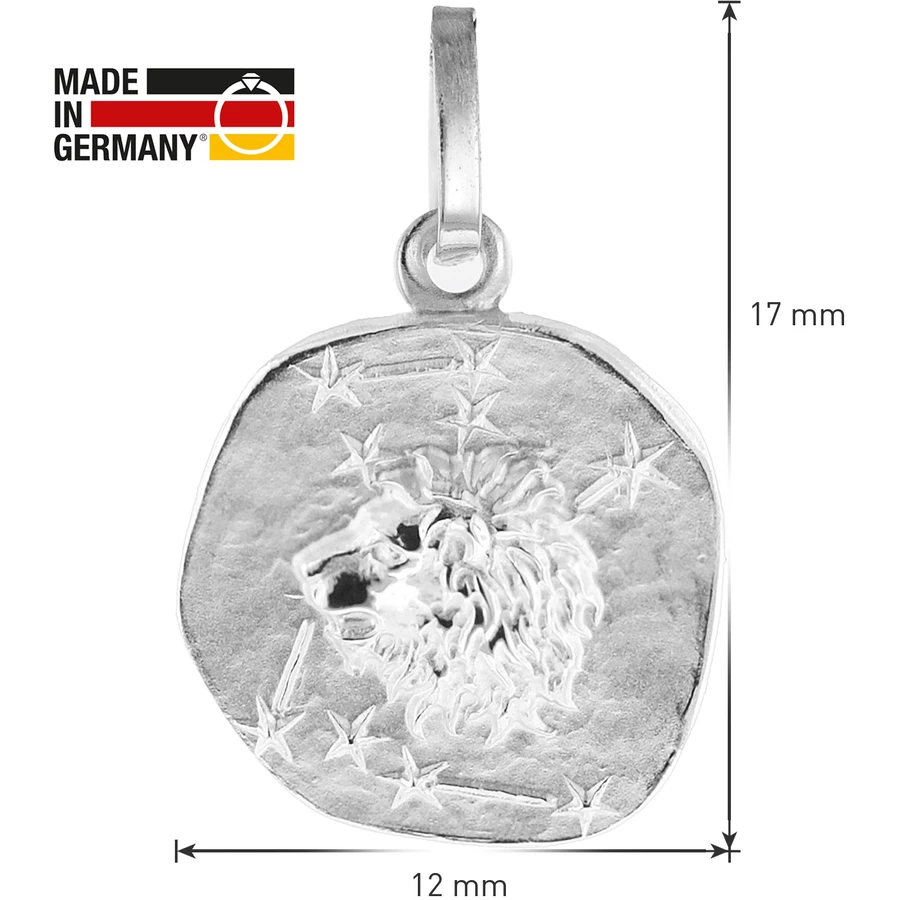 trendor Sternzeichen für Kinder Löwe Weißgold 333 Anhänger + Kette silver