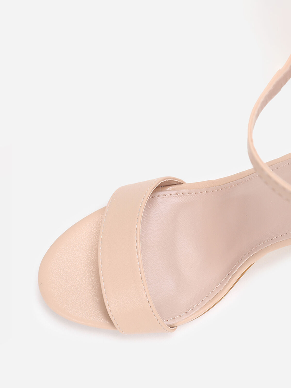 Sandales en simili à bout arrondi- Beige