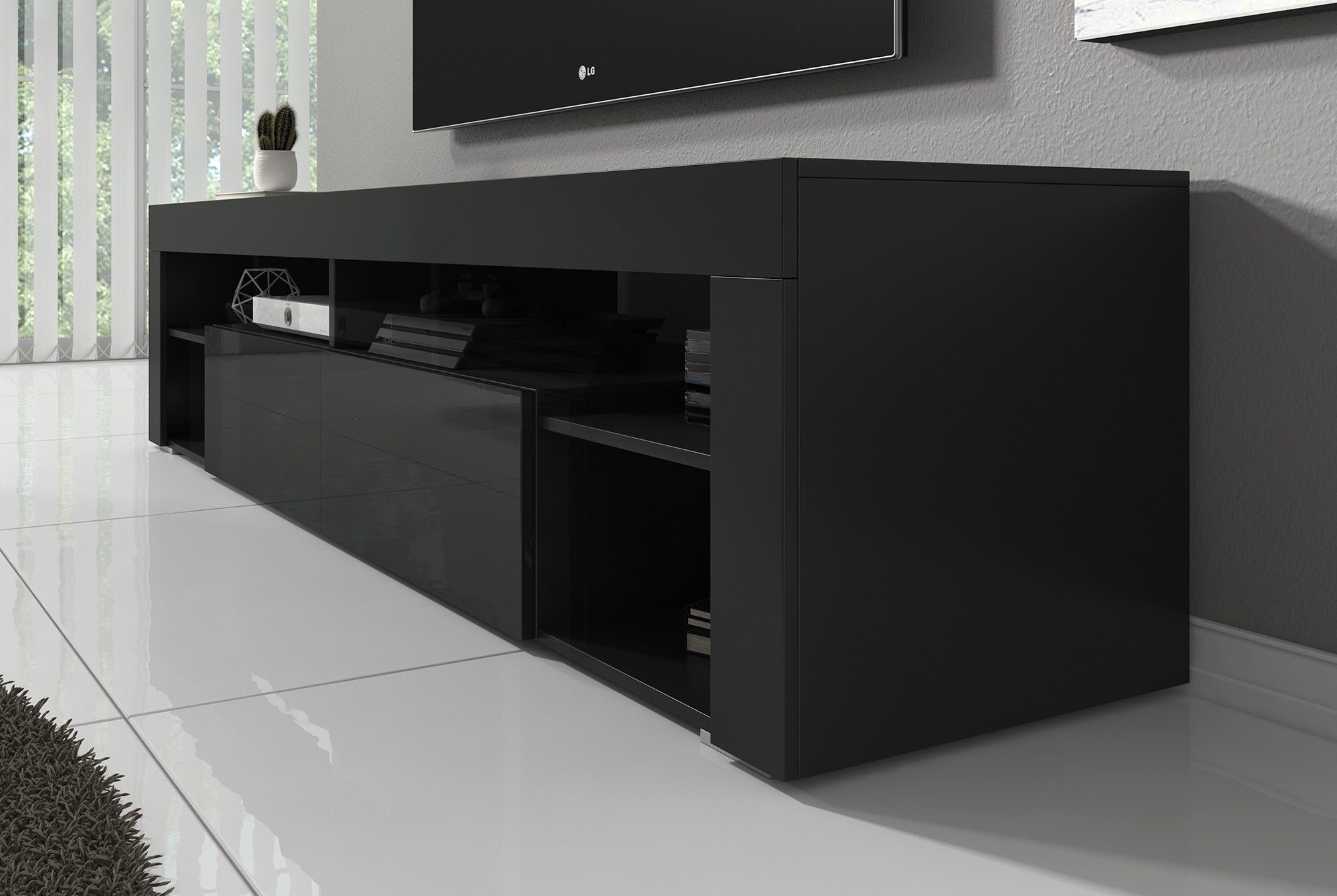 Fancy - TV-Meubel - Zwart - 200 cm