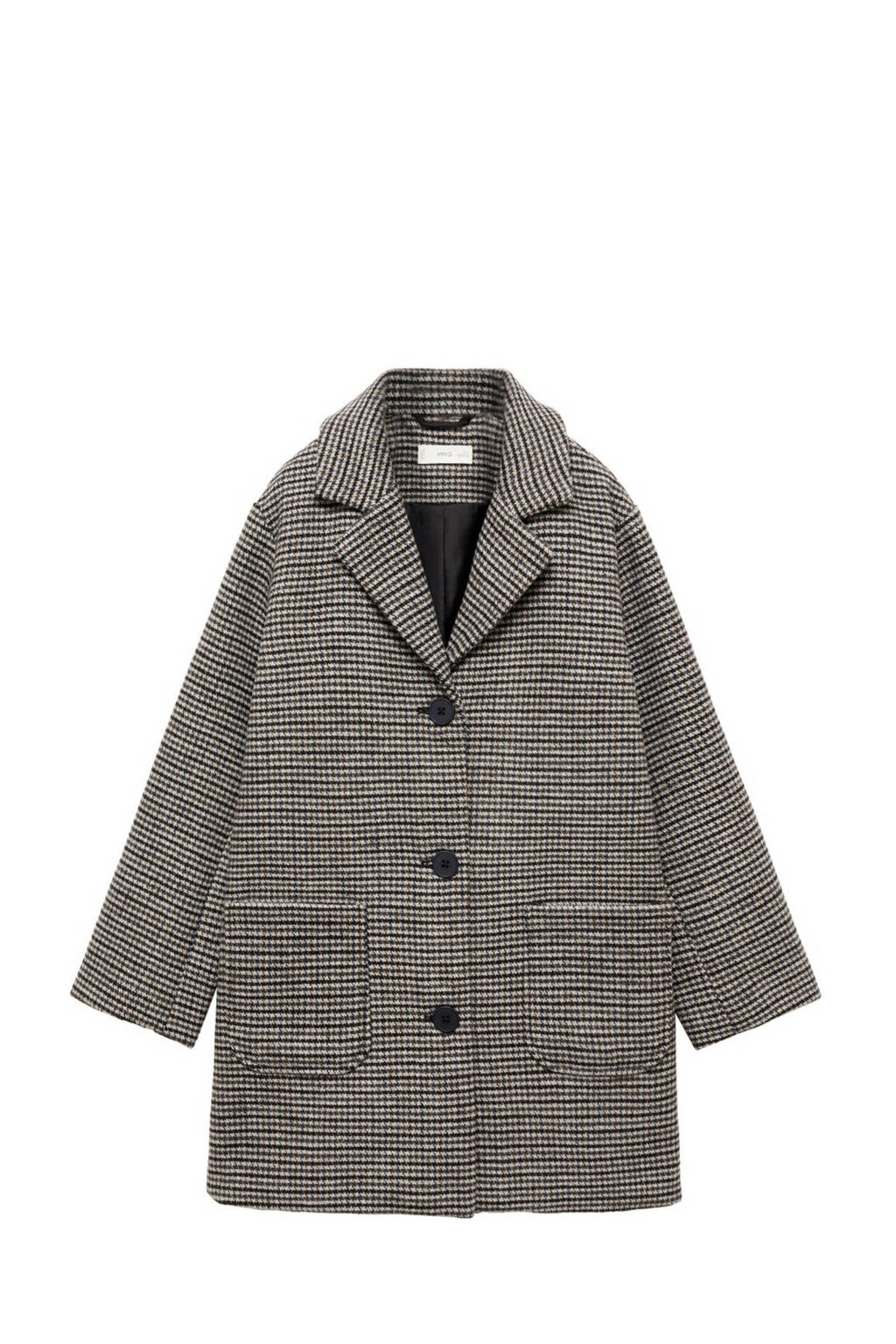 Mango Kids winterjas met pied-de-poule bruin/beige/zwart