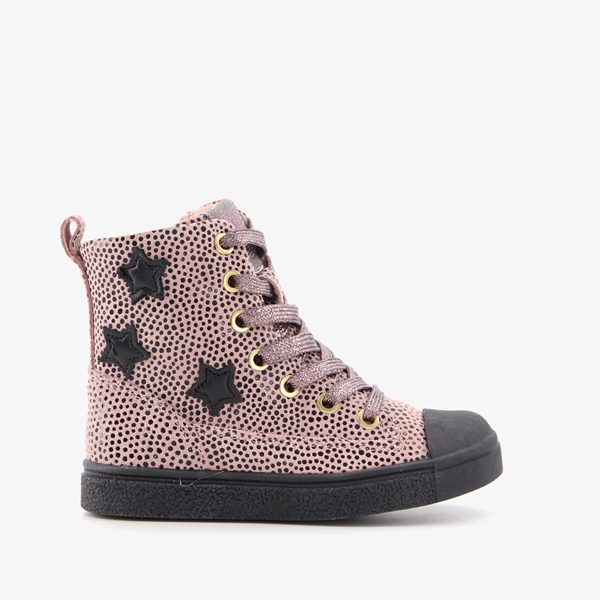 TwoDay leren meisjes veterboots met stippen