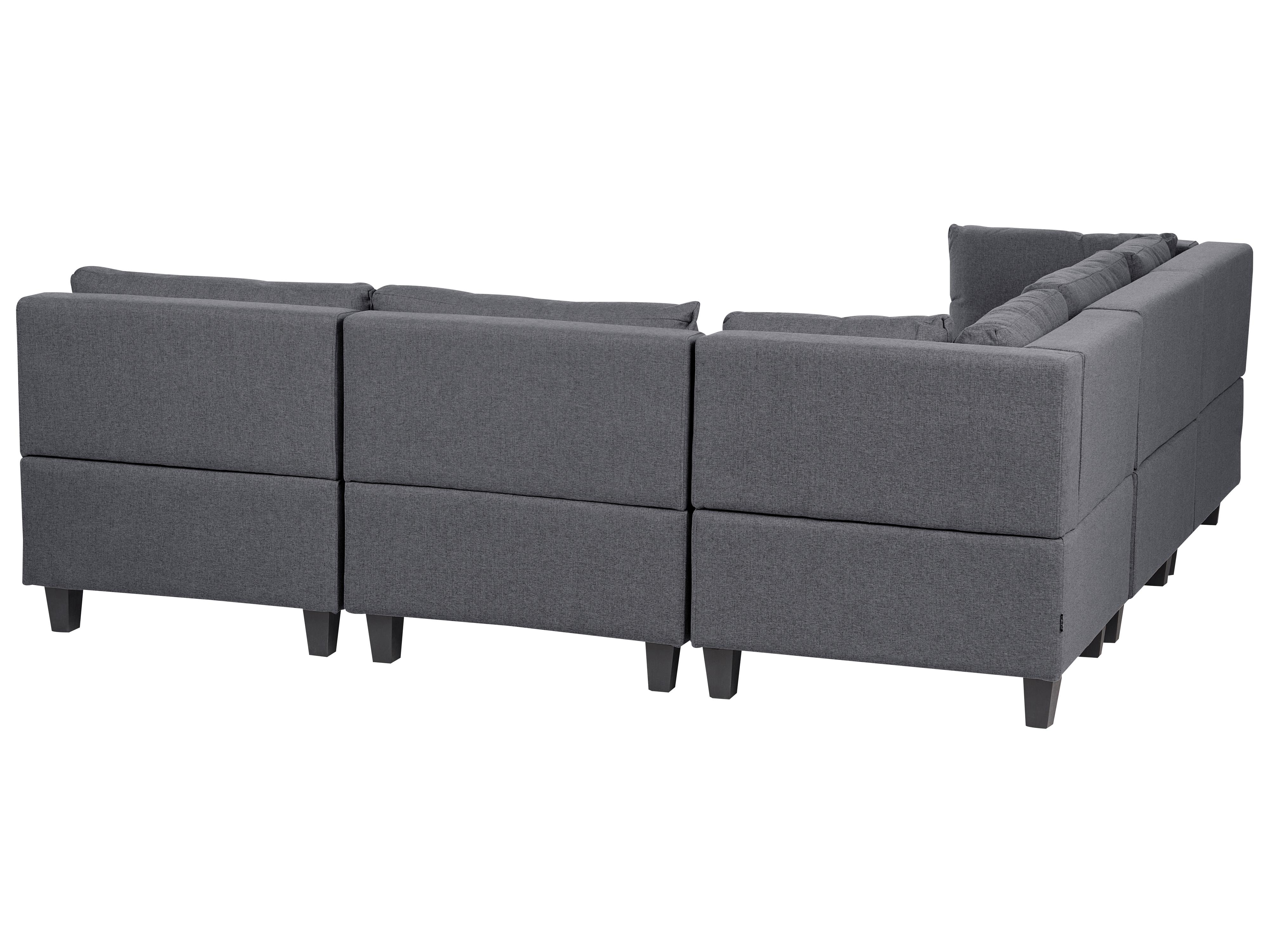 Modulaire hoekbank 5-zits UNSTAD Stof Donkergrijs met ottomaan rechtszijdig