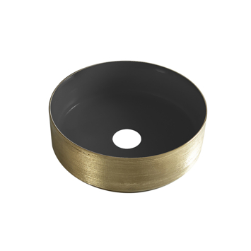 Marho Arden waskom rond mat zwart/geborsteld goud  36 x 36 x 12 cm