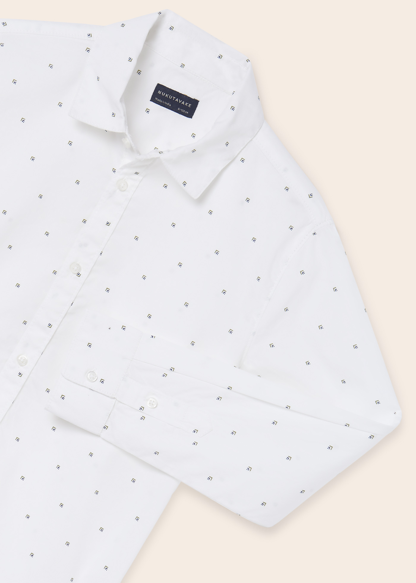 Camisa de algodão estampada de manga comprida para meninos