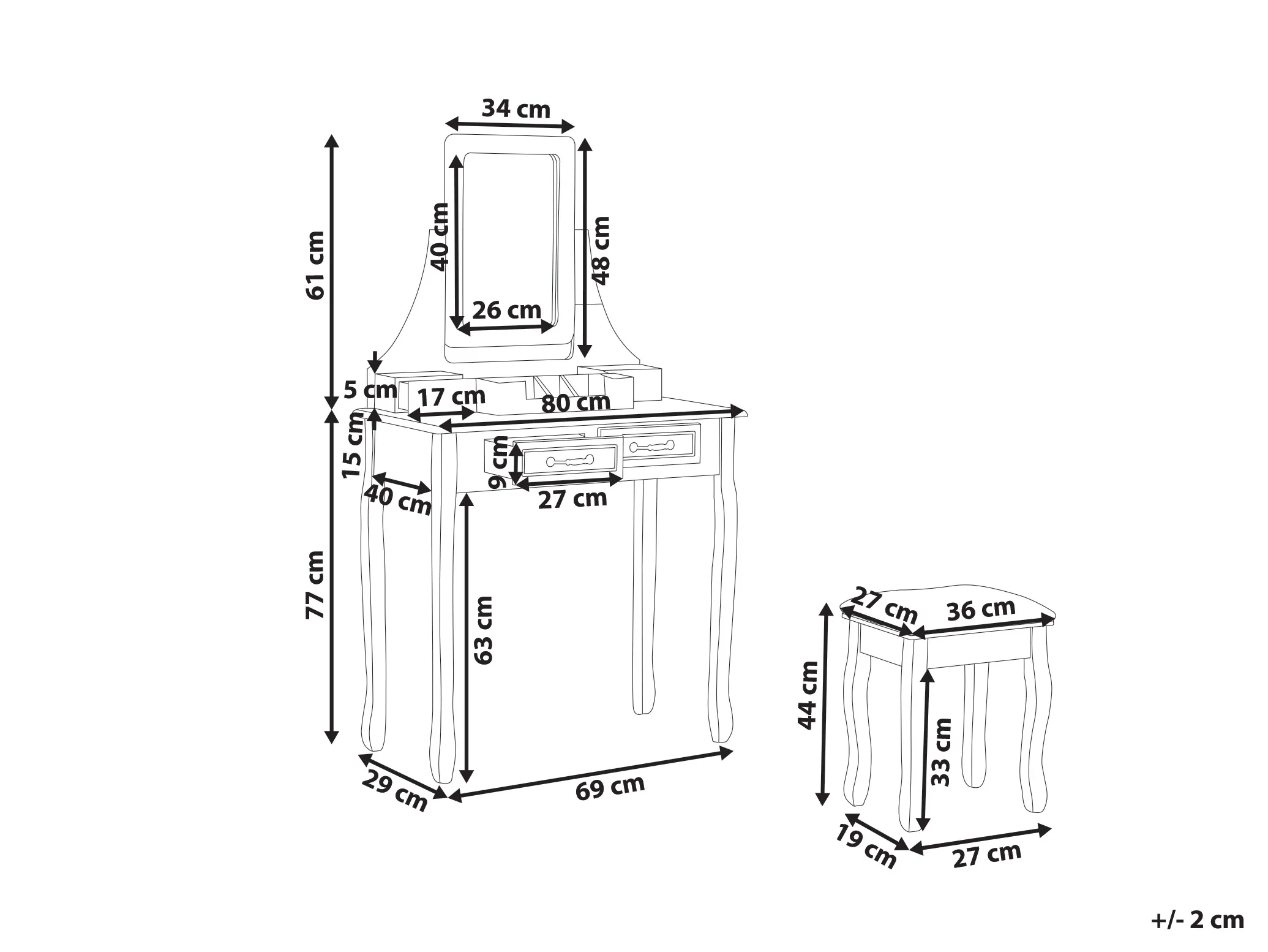 Kaptafel RAYON Wit