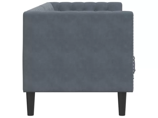 Canapé Chesterfield avec traversins 3 places gris foncé velours