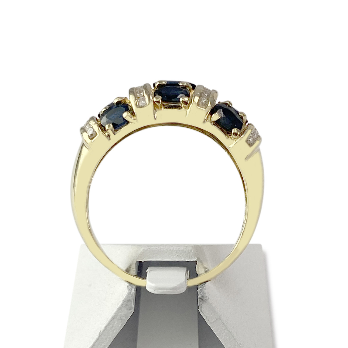 Bague d'occasion or 750 jaune saphirs diamants