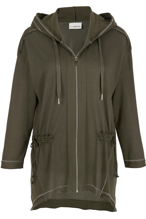 Strickjacke, Kapuze, Zipfelsaum, Langarm