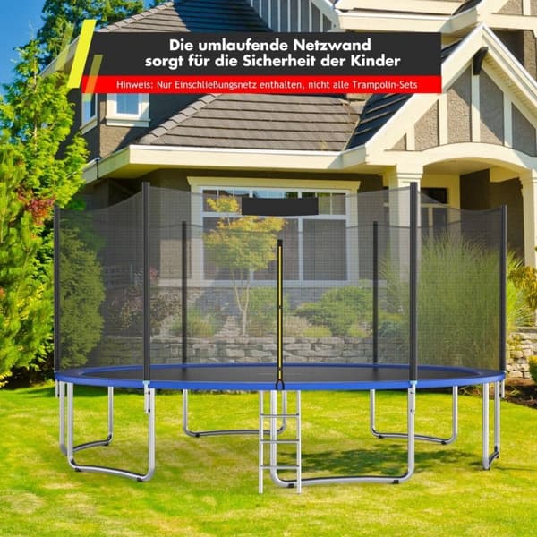 Trampoline sikkerhetsnett for hagetrampoliner Erstatningsnett på utsiden med glidelås og spenner Ø 305 cm