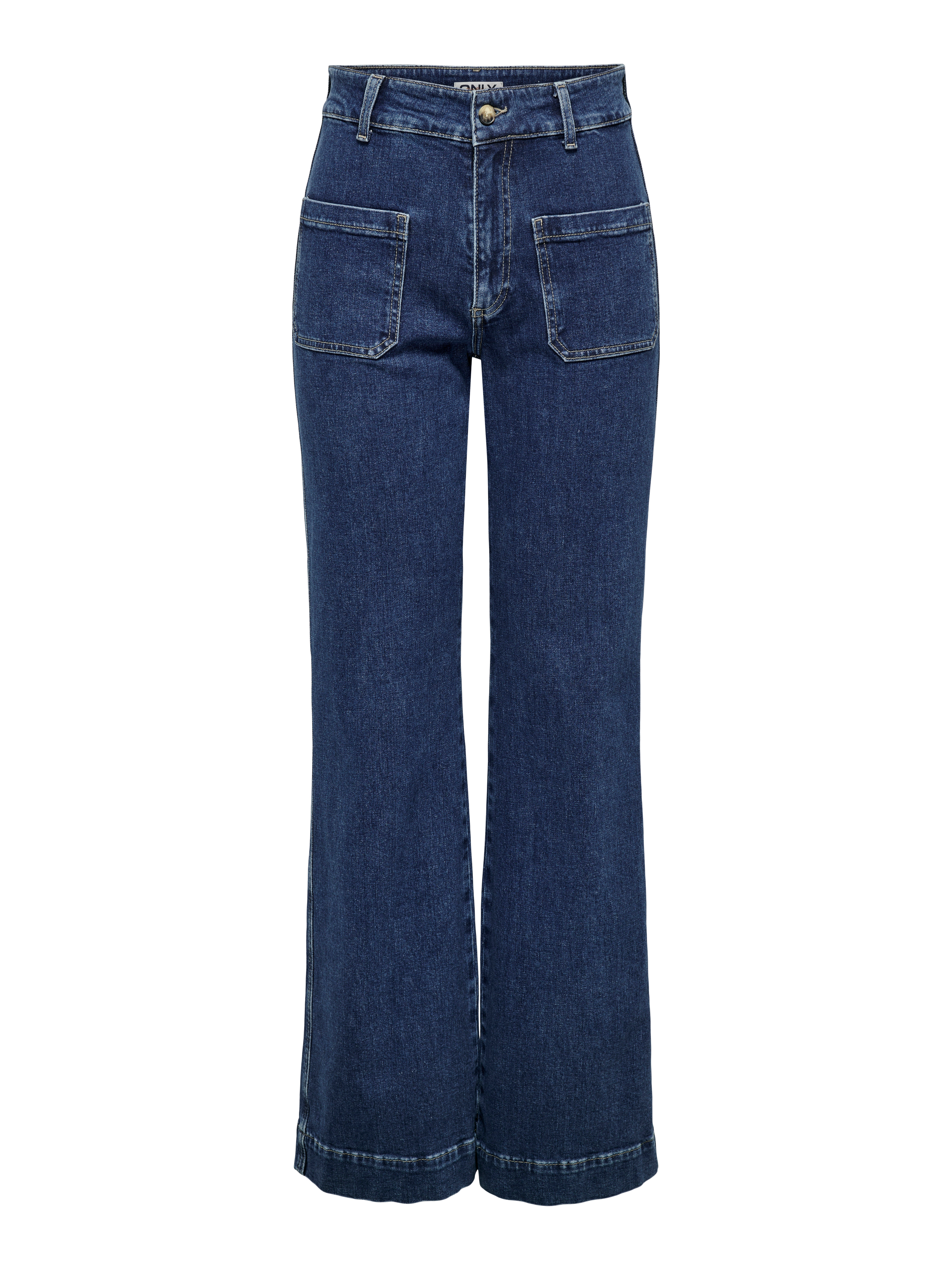 ONLJUICY Hohe Taille Weiter Beinschnitt Jeans Dark Blue Denim