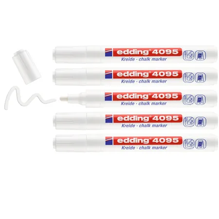 edding 4095 Kreidemarker, rund, weiß, 5 Stück