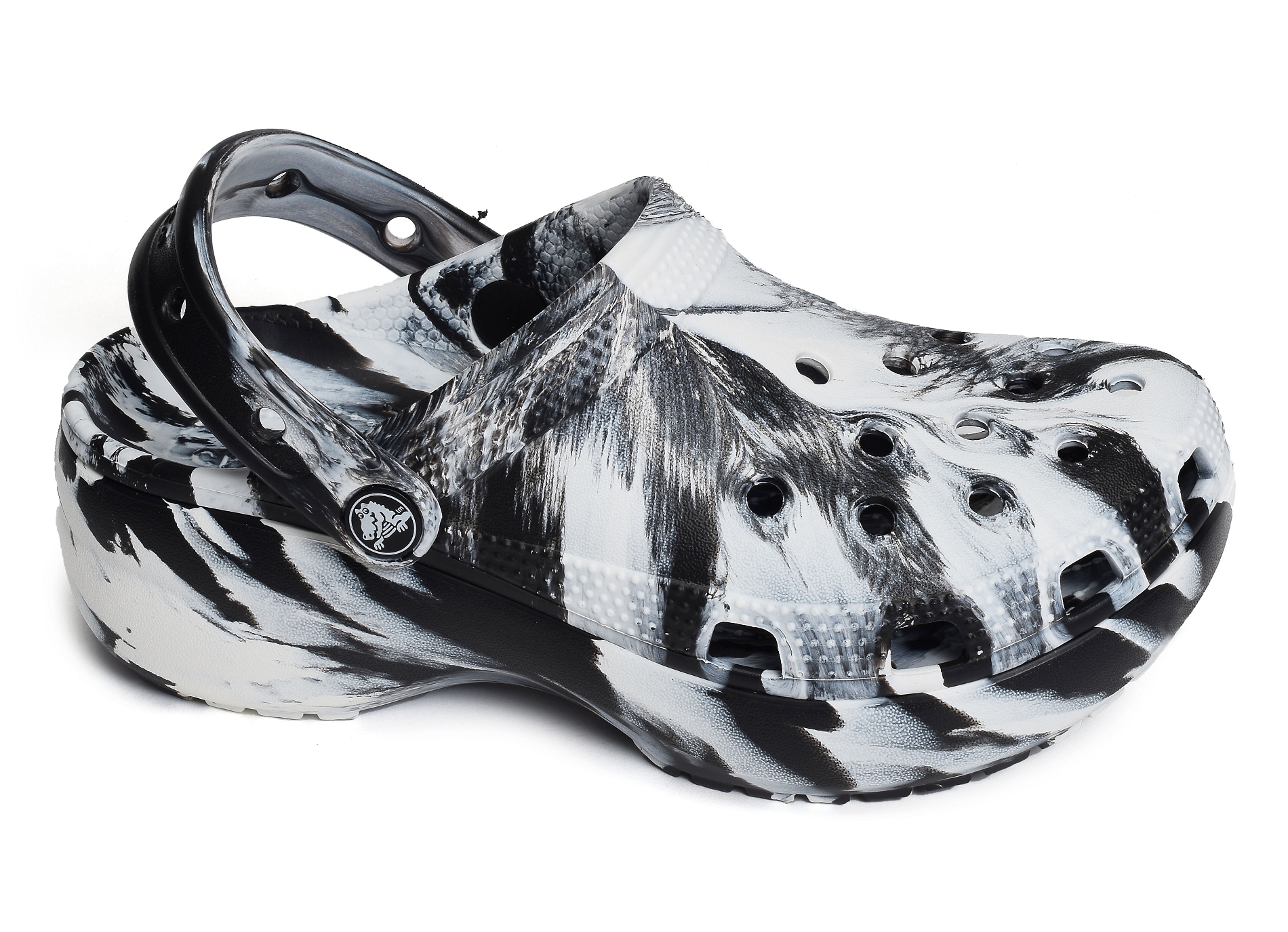 Classic plateform marbled clog noir blanc