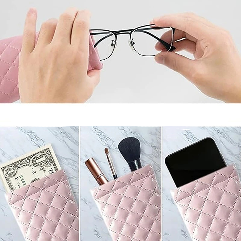 (19x9cm) Leder Brillenetui Brillen Tasche Aufbewahrung für Unterwegs - Schwarz