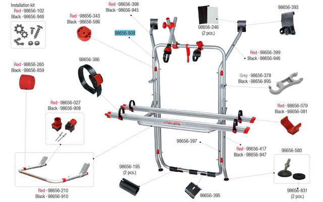 Fiamma Tragestruktur oben passend für Carry Bike VW T5 / T6 - Fiamma Ersatzteilnummer 98656-808