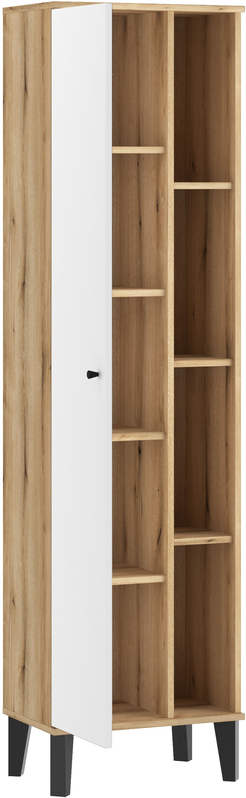 INOSIGN Stauraumschrank »Oslo, Badschrank mit Knopfgriff, Hochschrank im skandinavischen Design« in der Türfarbe Weiss oder Grau verfügbar, ausreichend Stauraum