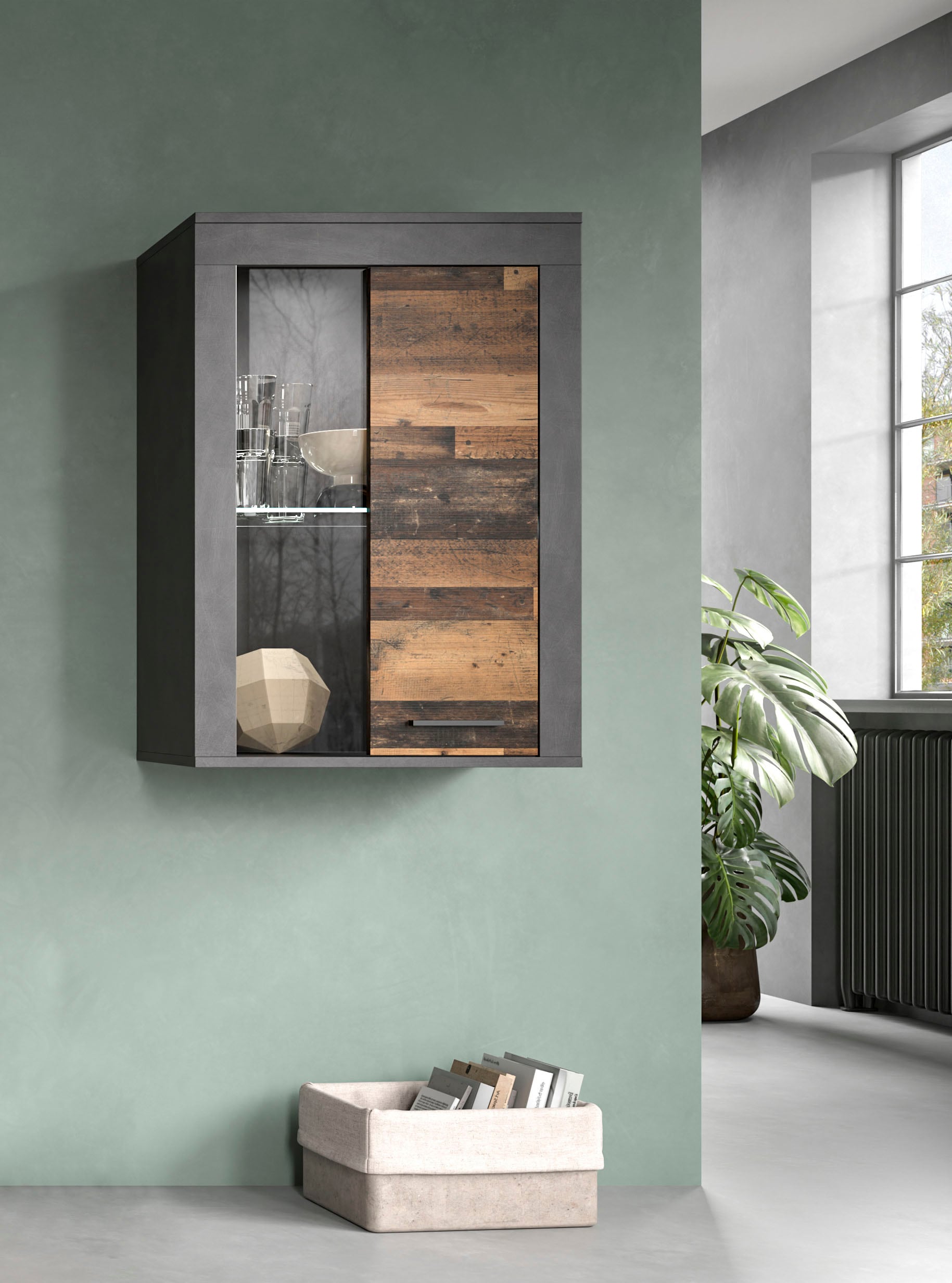 INOSIGN Vitrine »Aosta, Breite 60 cm, stehend oder hängend, in verschiedenen Farben« Türanschlag wechselbar, 1 Glaseinlegeboden, Hängeeitrine, Standvitrine