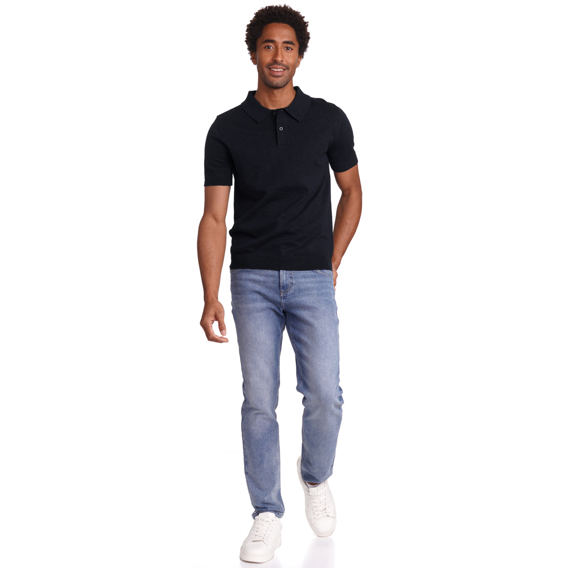 VanVaan Herren Strick-Poloshirt aus Baumwolle dunkelblau