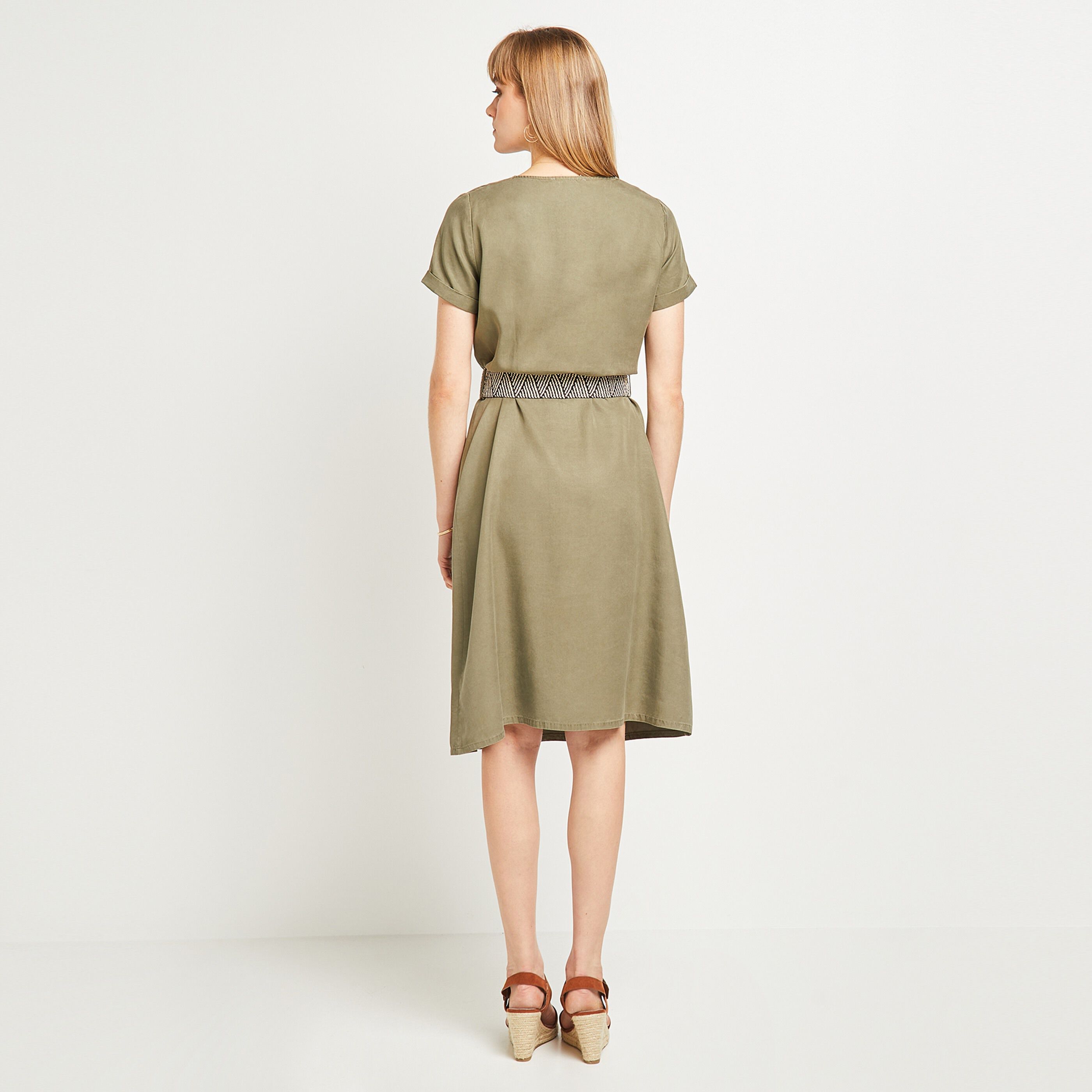 Robe ceinturée femme - KAKI