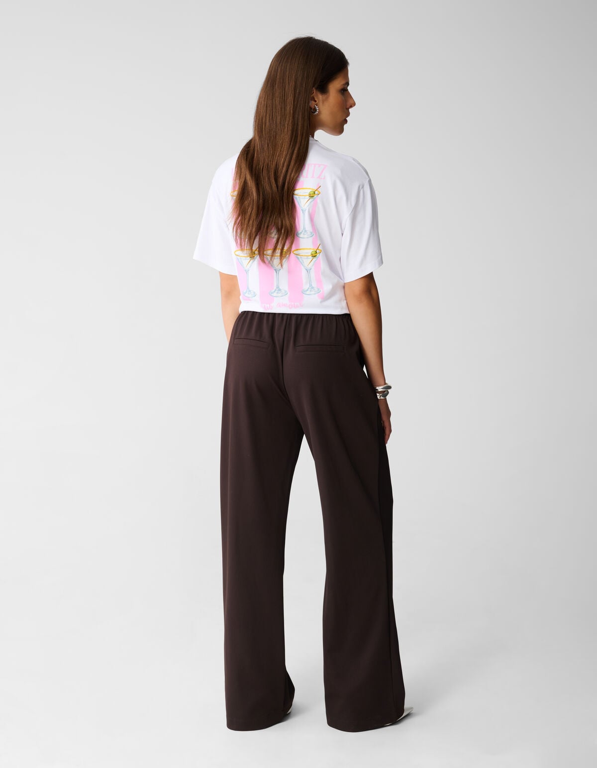 Basis Wide Leg Broek Donkerbruin