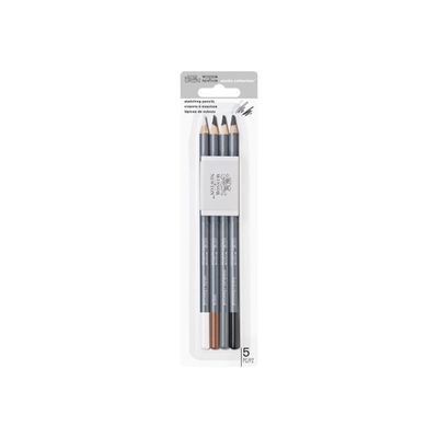 Winsor & Newton Studio Collection - Pack de 4 crayons esquisse + gomme - sépia, charbon blanc, charbon medium, charbon dur