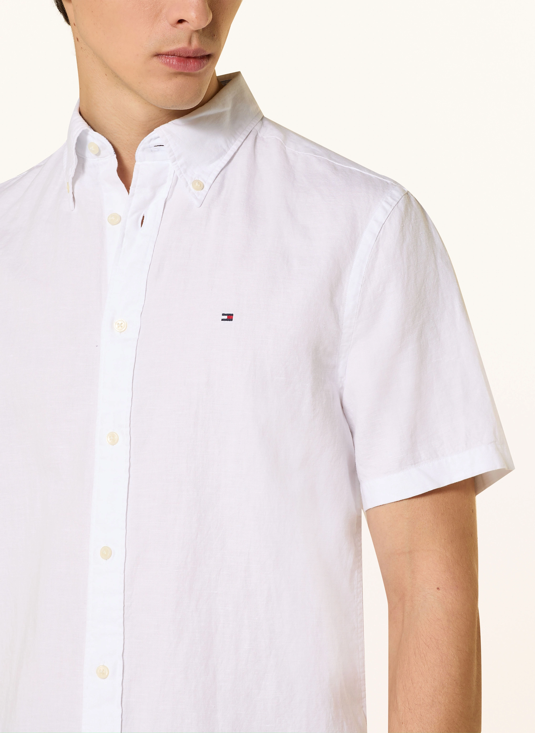 TOMMY HILFIGER Kurzarm-Hemd Regular Fit mit Leinen