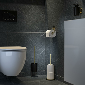 Tiger Tune toiletborstelhouder geborsteld messing/mat zwart