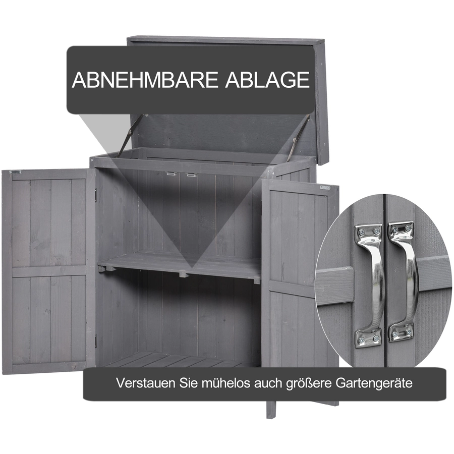 Outsunny Geräteschrank mit 2 Fächer natur