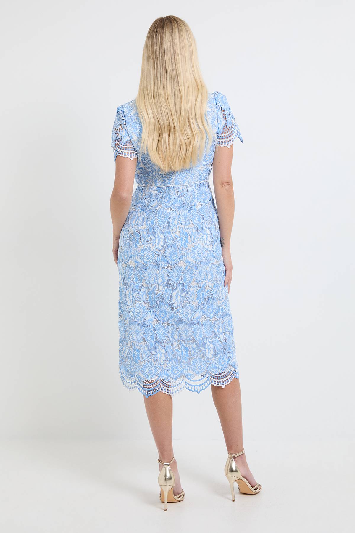 Wallis Robe Midi Boutonnée En Dentelle Contrastée Petite
