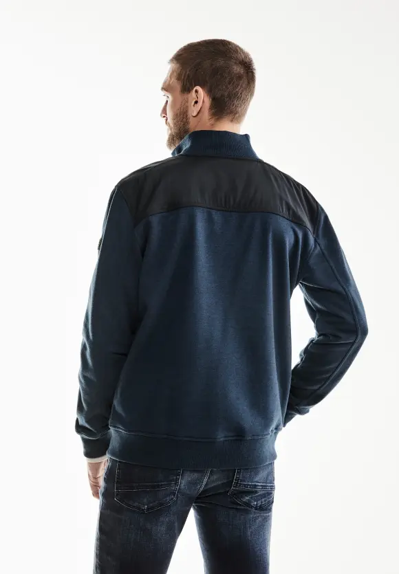 Materialmix Sweatjacke - dark dust blue