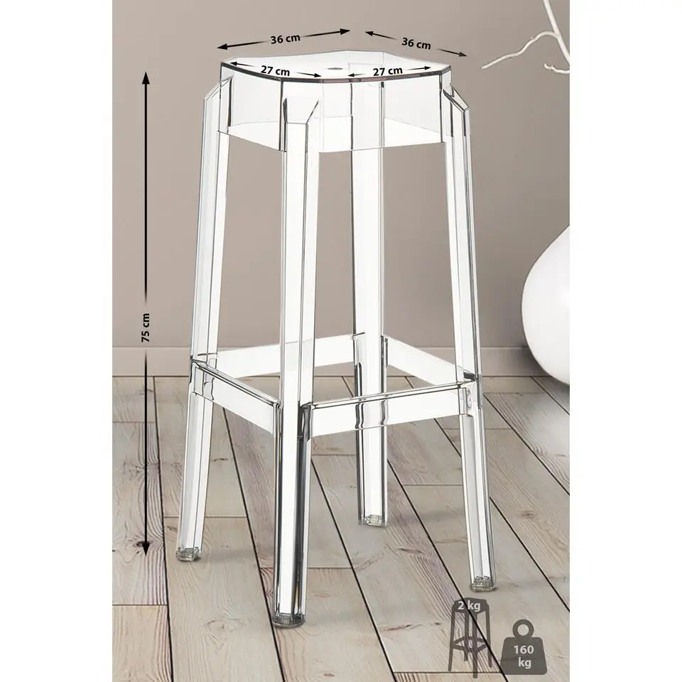 CLP Barkruk FOX natura Frame - Kunststof - transparant