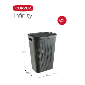 Curver Infinity Dots Wasbox licht grijs 60l incl. deksel