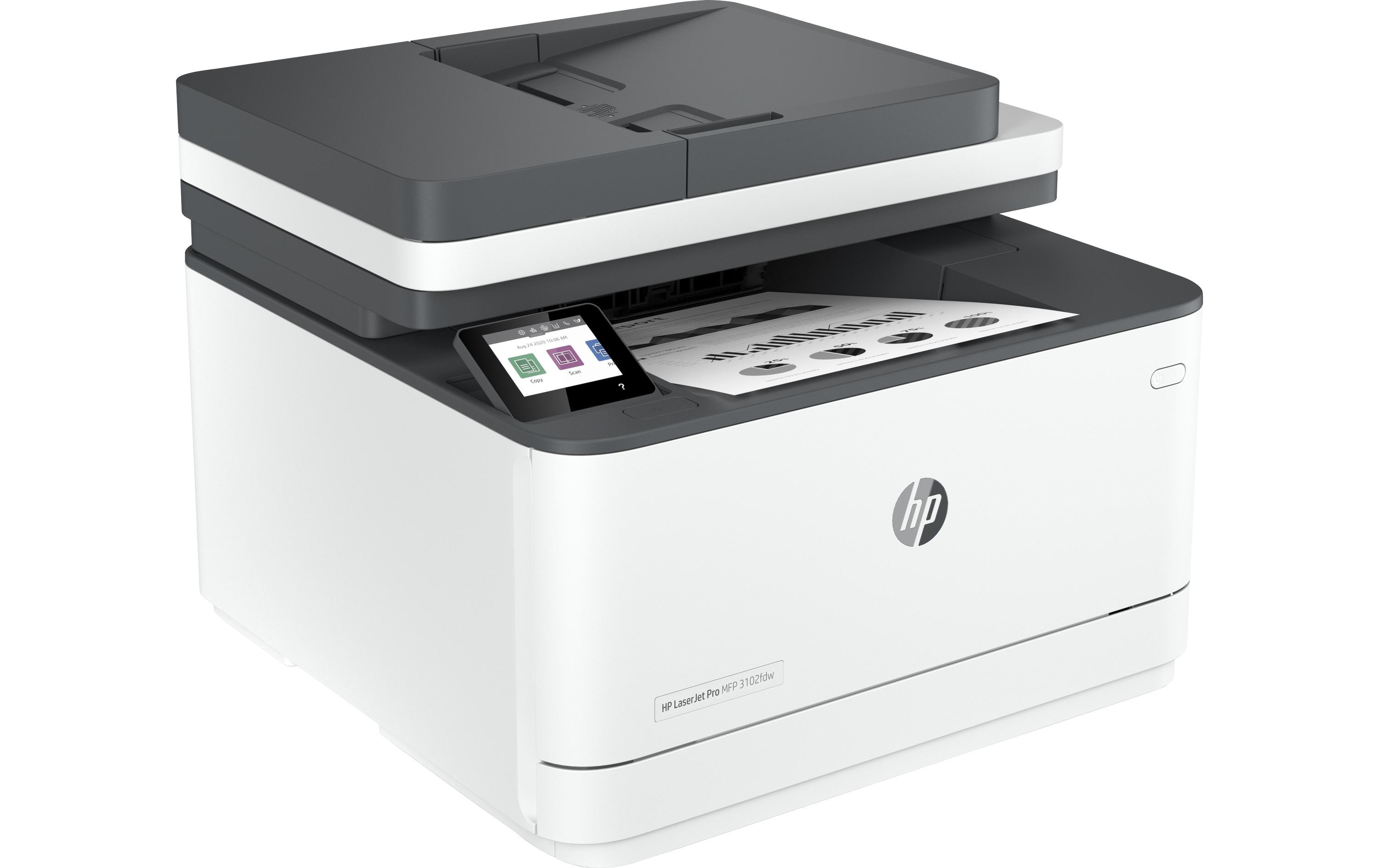 Multifunktionsdrucker LaserJet Pro MFP 3102fdw<br>Schwarzweiss-Laser-Multifunktionsdrucker für den Office-Bereich