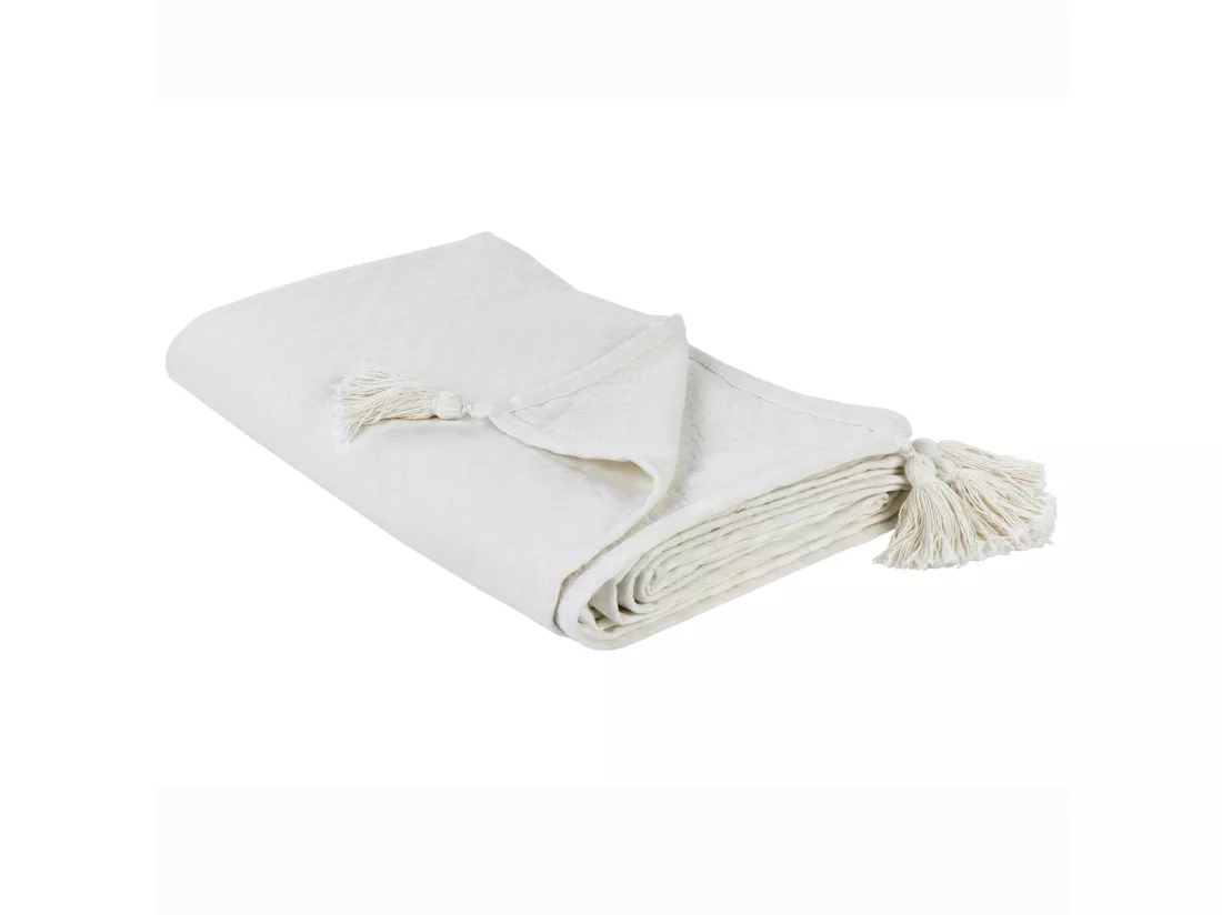 Couvre-lits LINDULA Coton 150 x 200 cm Blanc cassé