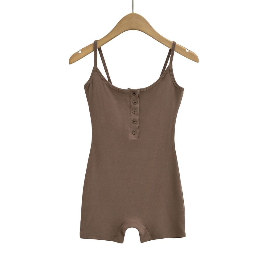 Reknovine - Spaghettiband Henley Effen Romper