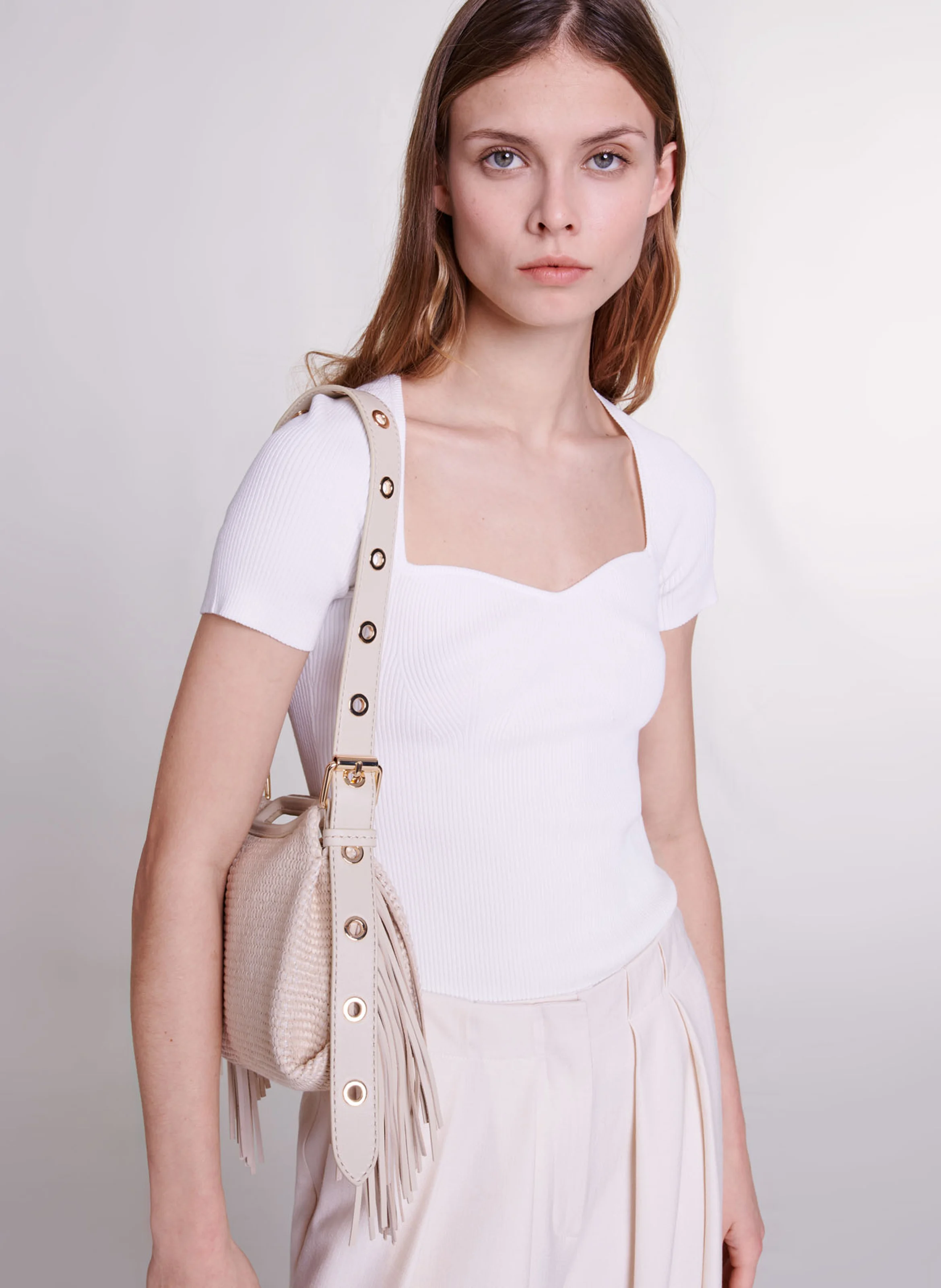 Top moulant en maille | Beige