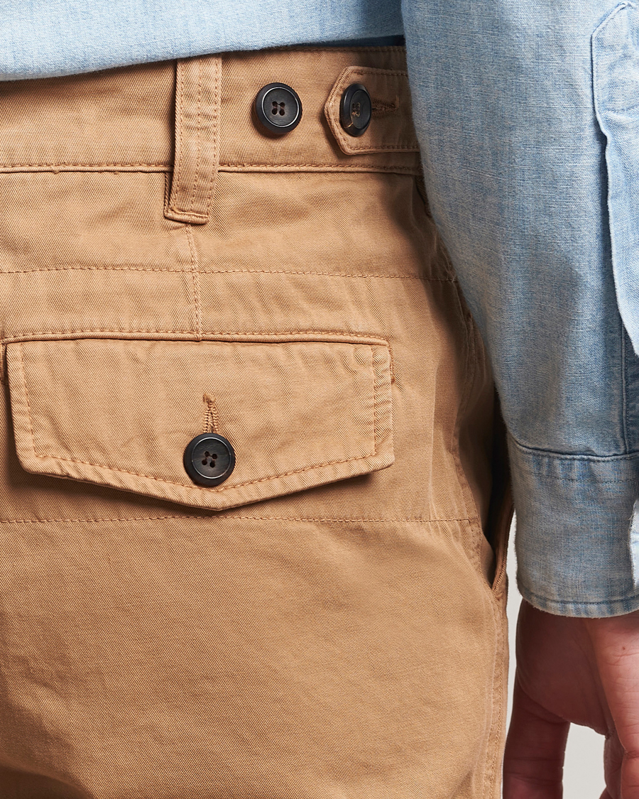Drake's Flat Front Cotton Chino Brown
