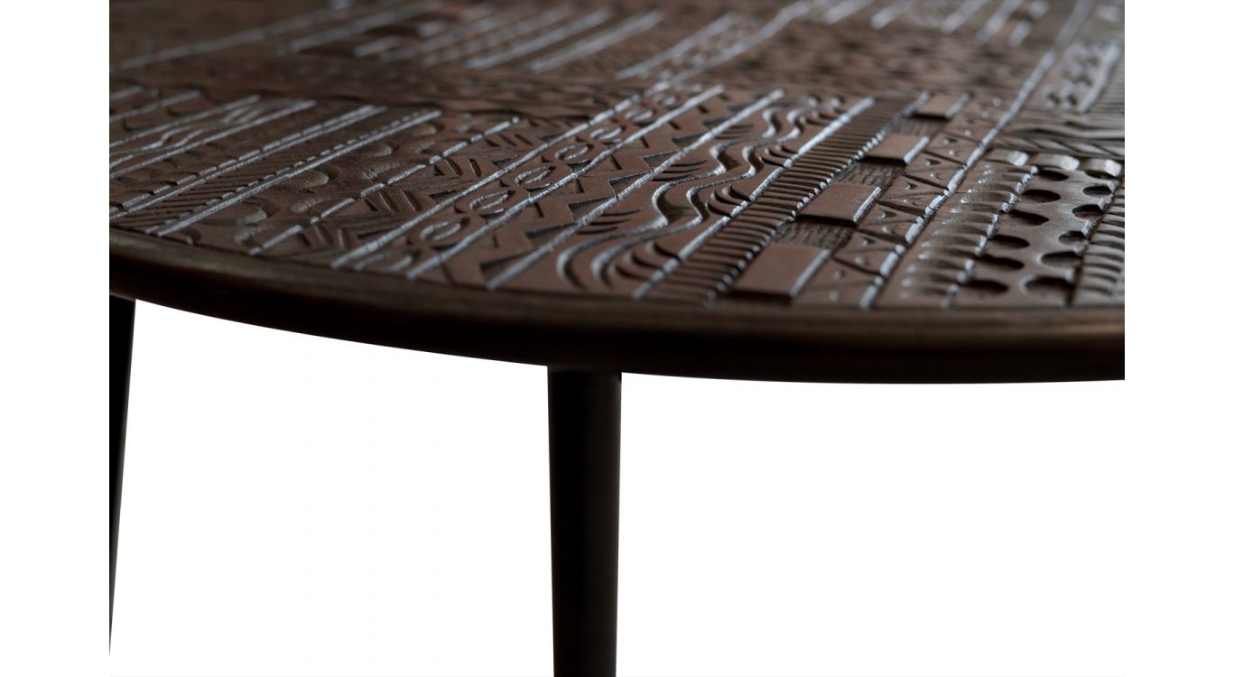 Table basse bois, fer marron 100x100x45cm - bois-fer