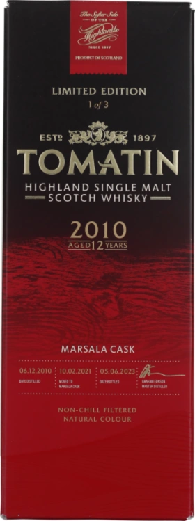 TOMATIN 12 YEARS 2010 MARSALA ITALIAN COLLECTION 70CL