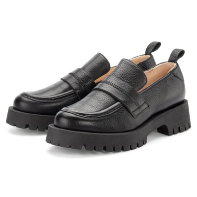 Damenloafer Leder, Schwarz