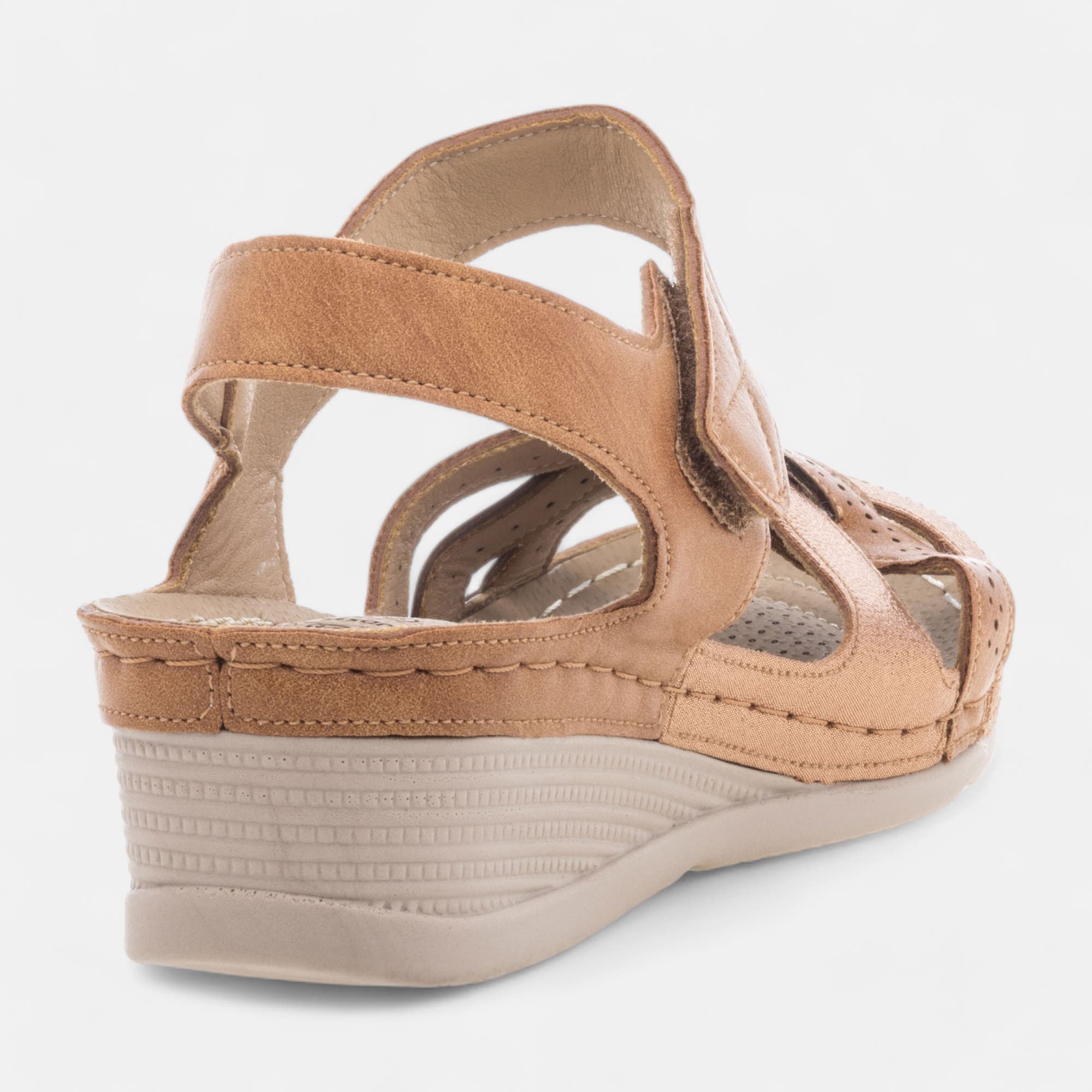 Sandales à talon compensé Femme camel
