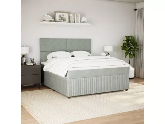 Sommier à lattes de lit et matelas Gris clair 180x200cm Velours