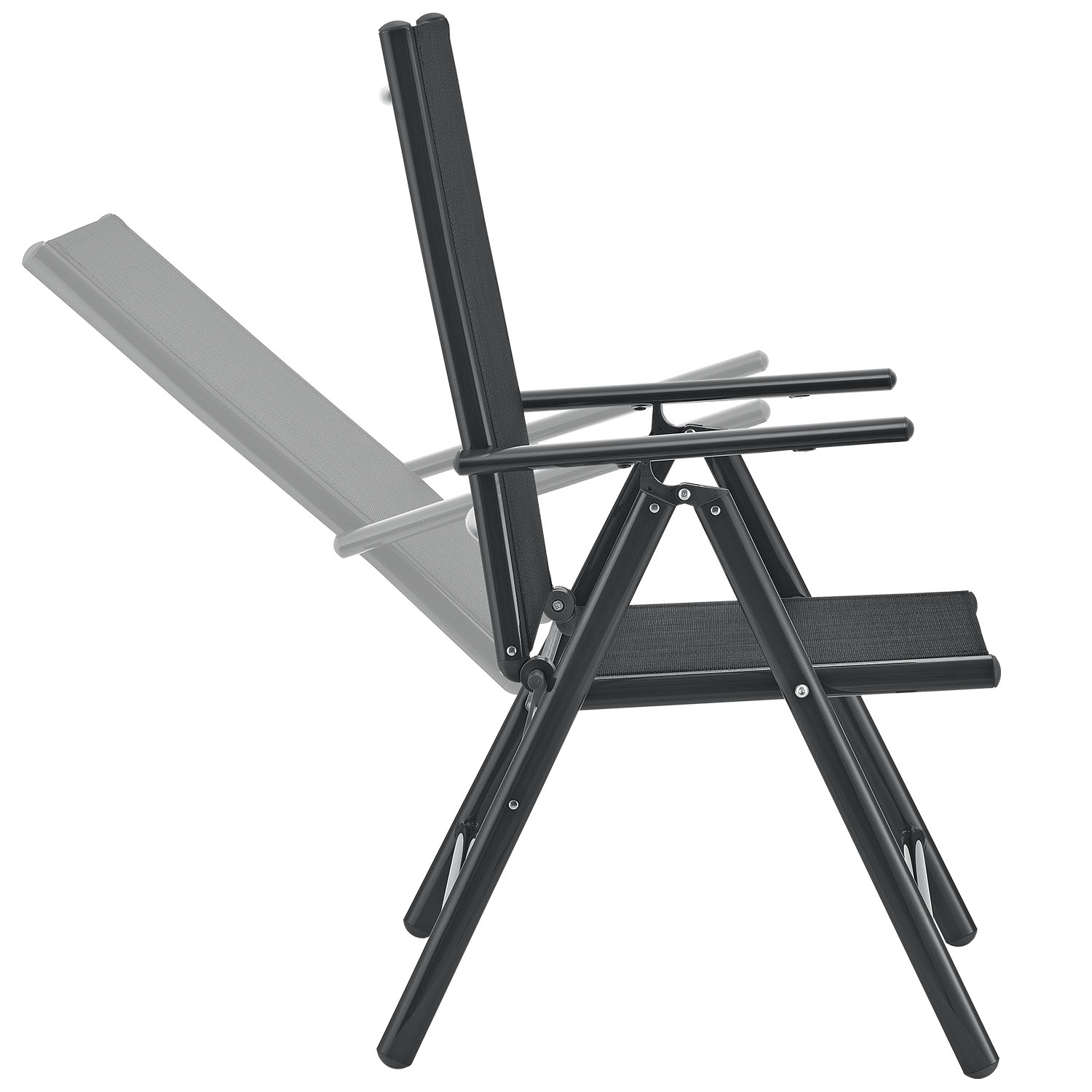 Milano aluminium 7-delige donkergrijze diningset