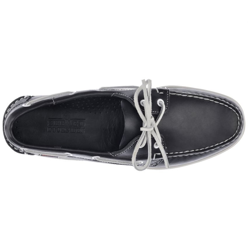 DOCKSIDES CUIR Blue Navy-Chaussures bateau pour homme en cuir marine Portland