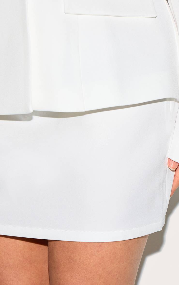 Crème Jupe Mini Bouclée Grande Taille Coordonnée