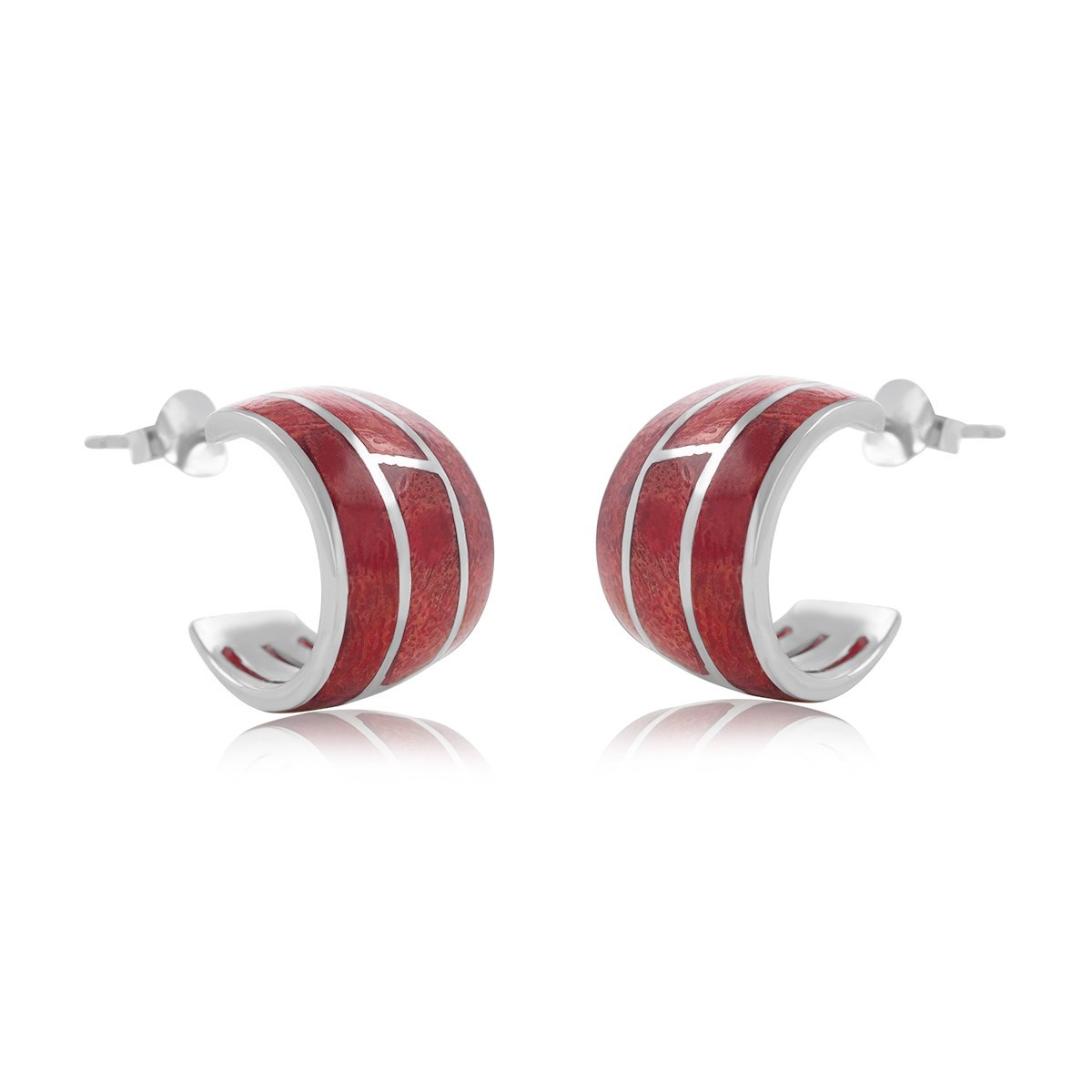 Boucles d'oreilles créoles ethniques corail en argent 925 : un bijou original et ethnique | Aden Boutique