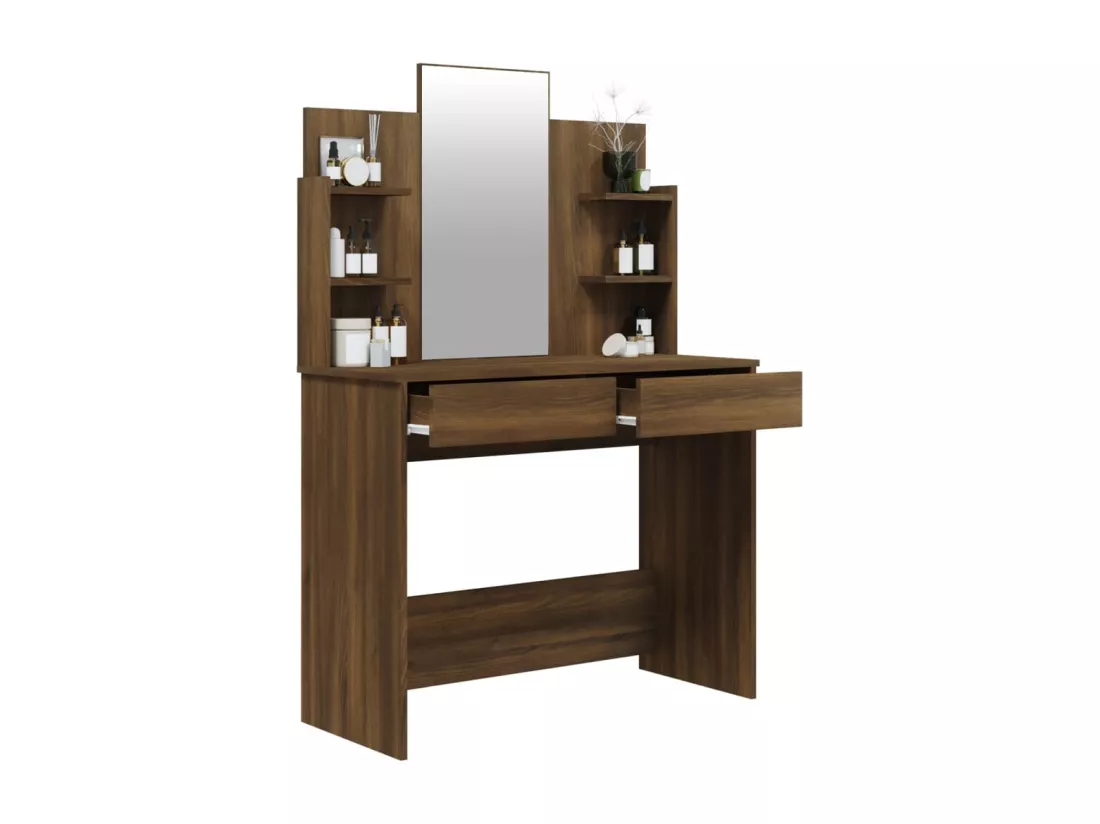 Coiffeuse avec miroir Chêne marron 96x40x142 cm