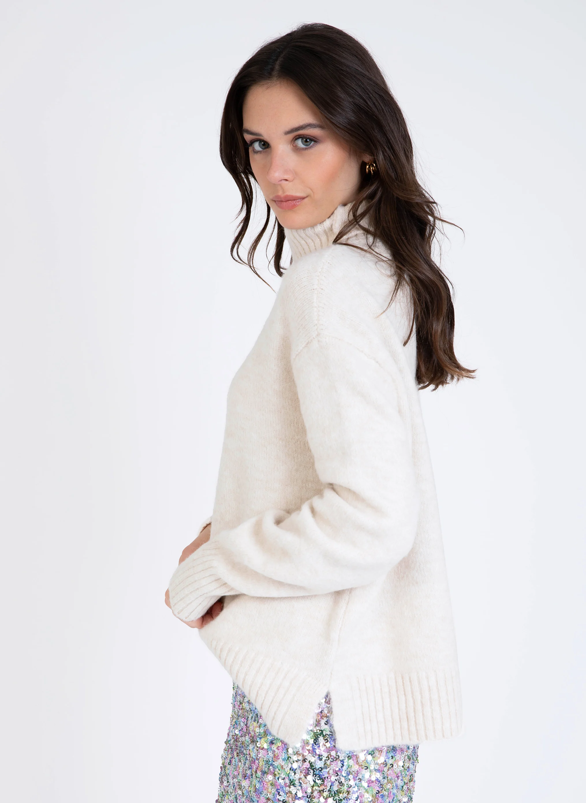 LIPY - Pull col roulé| Blanc